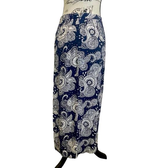 BODEN MAXI SKIRT JULLIETTE PLEATED BLUE WHITE PAISLEY SZ 4 COTTON SOPHISTICATED - Picture 15 of 16